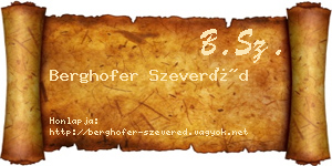 Berghofer Szeveréd névjegykártya
